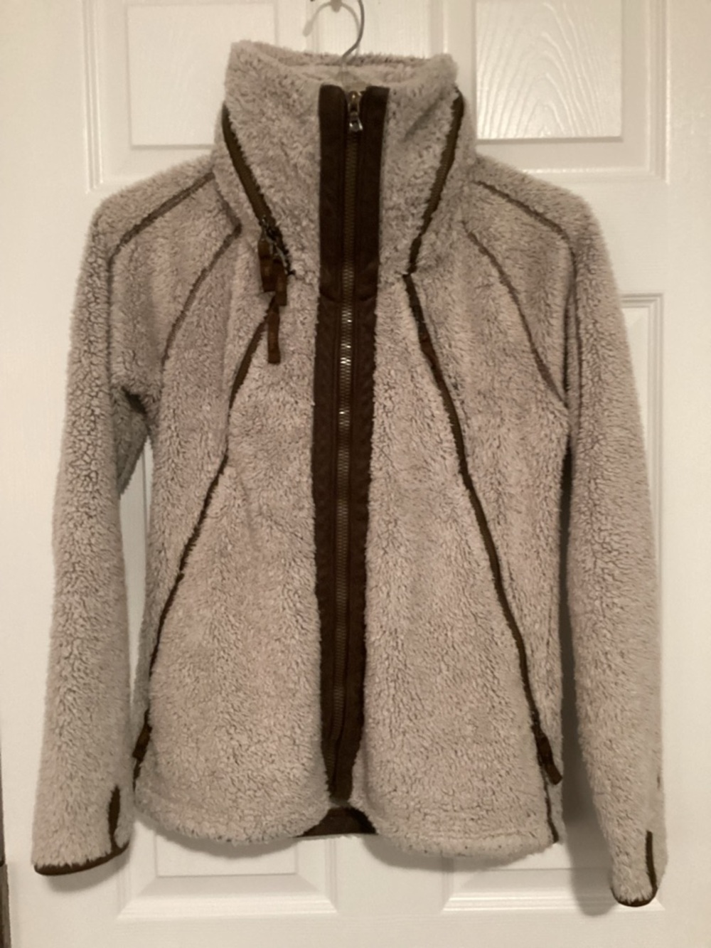 Kuhl Women's Taupe Fleece Ski Jacket with Dark Brown Trim